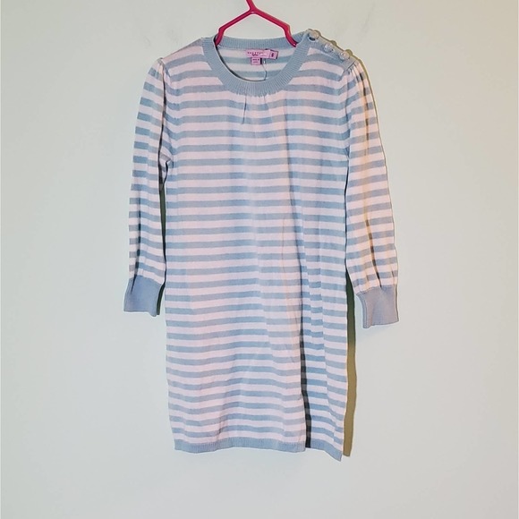 NWT Calypso Enfant Light Blue Striped Cotton Dress ~ French Designer Size 6 Girl - Picture 1 of 10